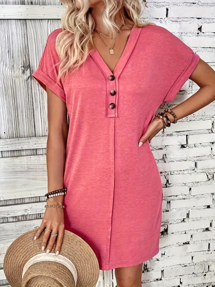 Kamizelka Casual para Mujeres con Cuello en V, Botones y Manga Corta - Ajuste Relajado y Ligero