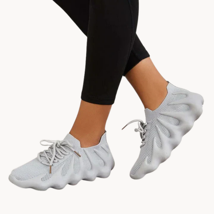 Damskie trampki - Atmungsaktives Mesh - Gepolsterte Sohle - Leichte Schnürschuhe für Komfort und Stil