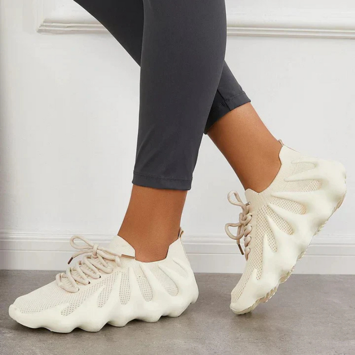 Damskie trampki - Atmungsaktives Mesh - Gepolsterte Sohle - Leichte Schnürschuhe für Komfort und Stil