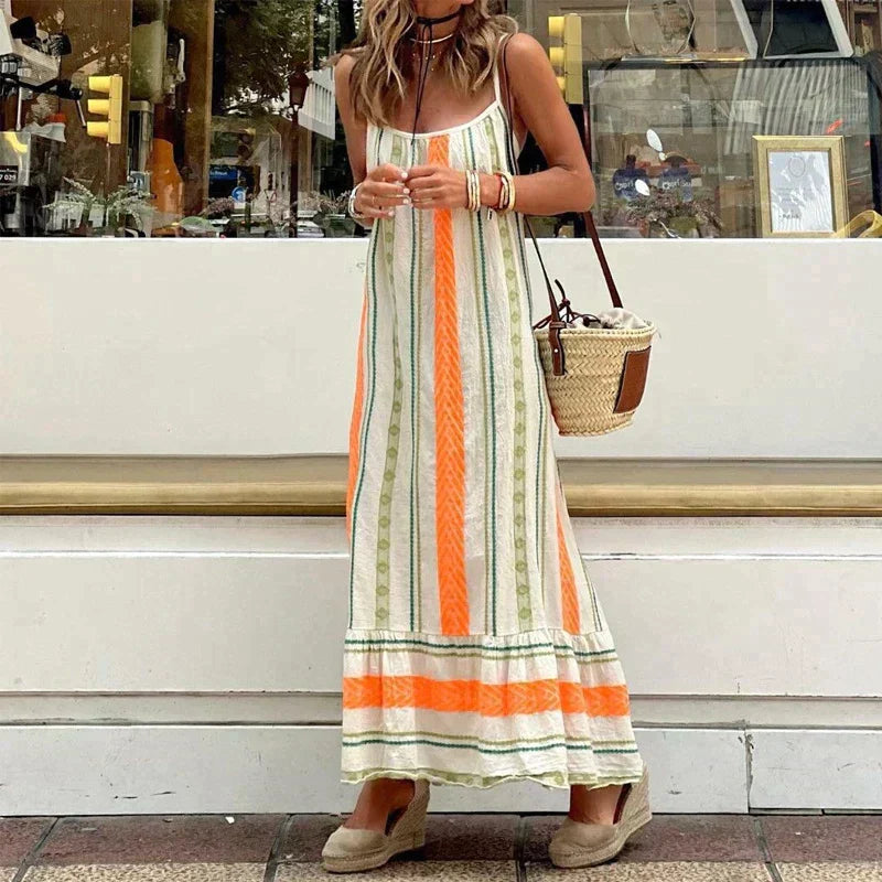 Elegancki pomarańczowy Sommerkleid z lekkiego materiału