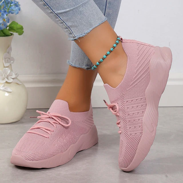 Dames instapsneakers met ademende gebreide bovenkant, veerkrachtige zool en slanke, flexibele pasvorm