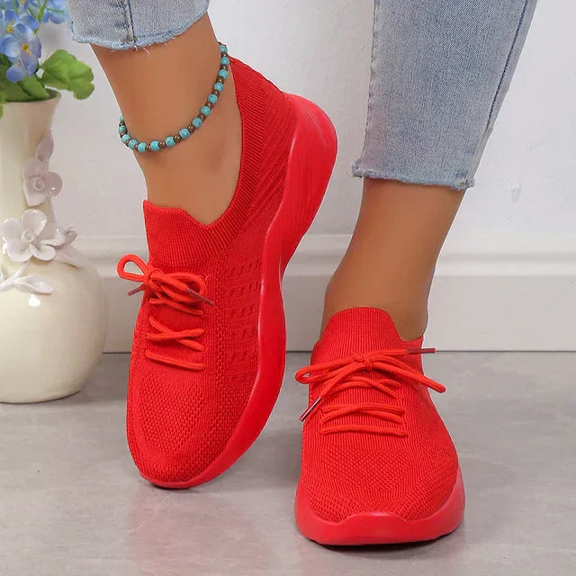 Dames instapsneakers met ademende gebreide bovenkant, veerkrachtige zool en slanke, flexibele pasvorm