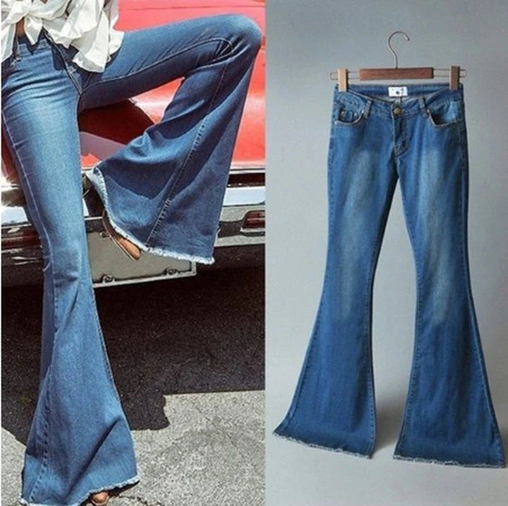 Elastyczne dżinsy bootcut o luźnym i modnym kroju