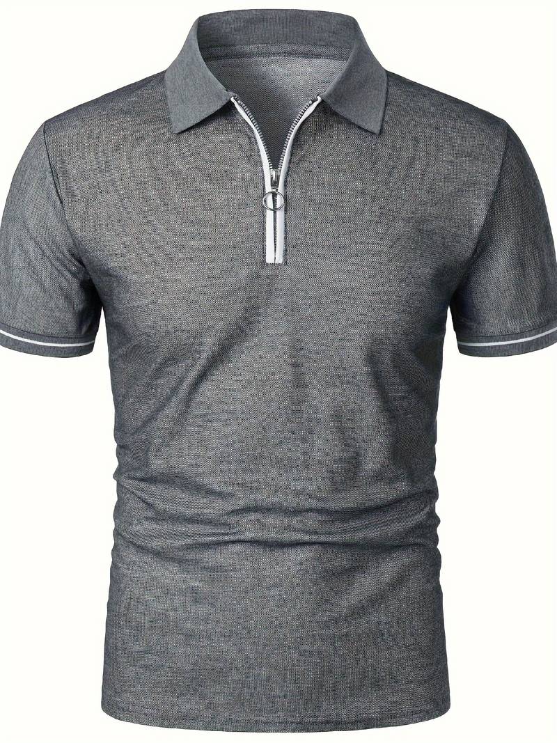 Polos para Hombre - Ajuste Delgado - Manga Corta - Cuarto de Cierre - Detalle de Contraste Elegante