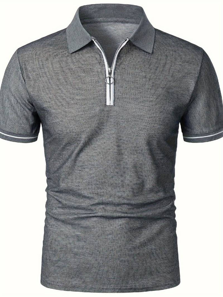 Polos para Hombre - Ajuste Delgado - Manga Corta - Cuarto de Cierre - Detalle de Contraste Elegante