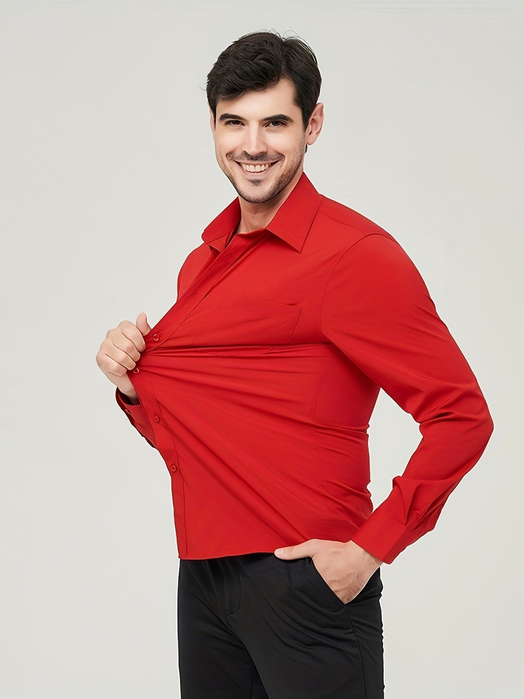 Kamizelka męska - Algodón transpirable - Corte moderno - Manga larga con botones