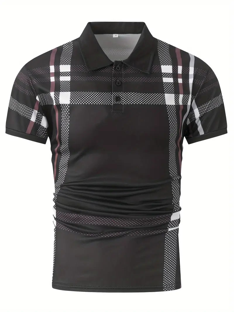 Camisa Polo para Hombre - Diseño de Cuadros - Ajuste Estrecho - Manga Corta Ropa Casual Clásica