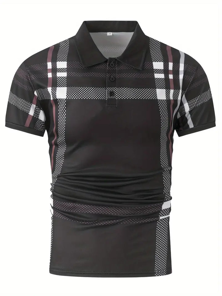 Camisa Polo para Hombre - Diseño de Cuadros - Ajuste Estrecho - Manga Corta Ropa Casual Clásica