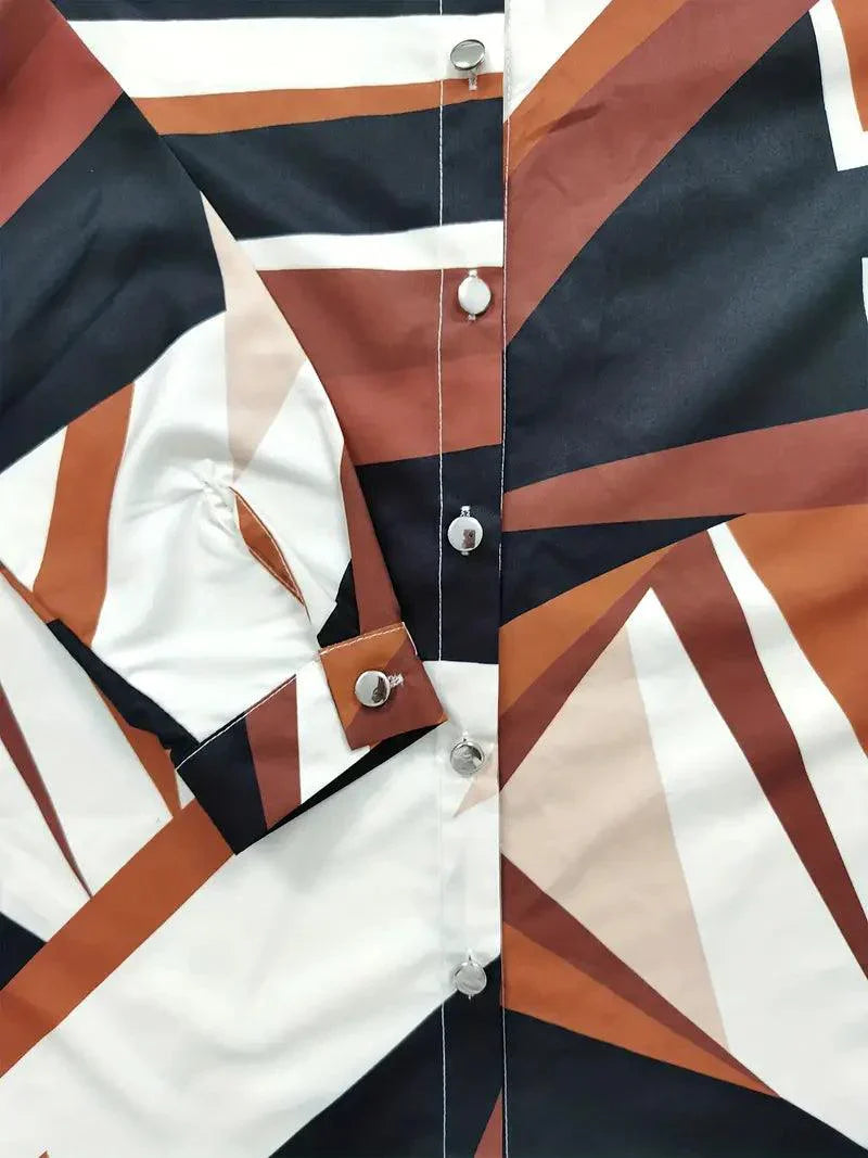 Camisa de mujer de cuadros con botones y estampado elegante