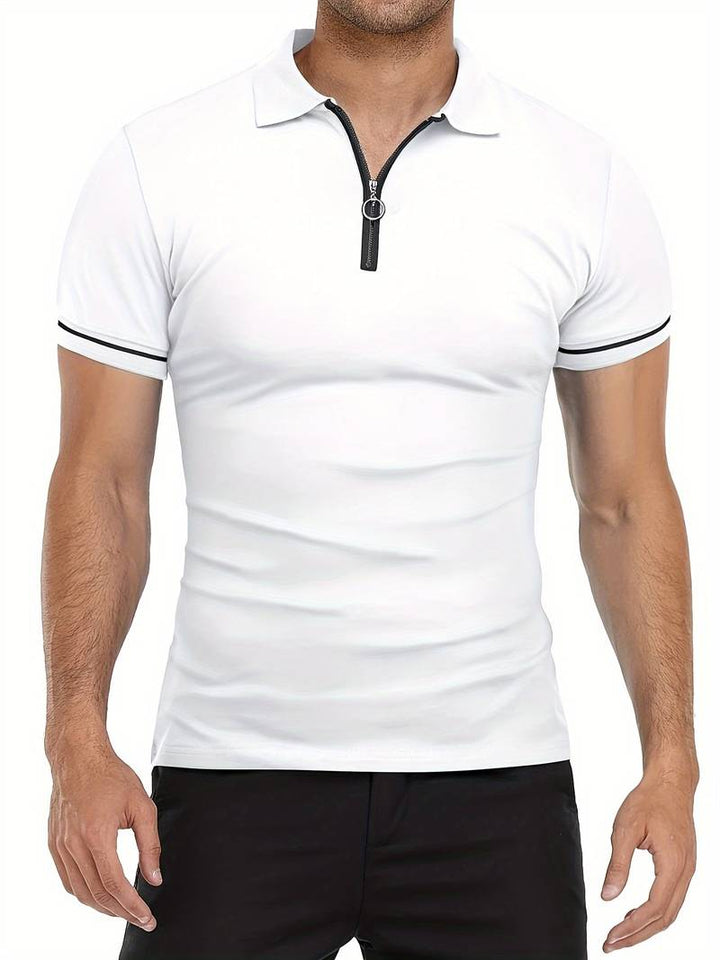 Polos para Hombre - Ajuste Delgado - Manga Corta - Cuarto de Cierre - Detalle de Contraste Elegante