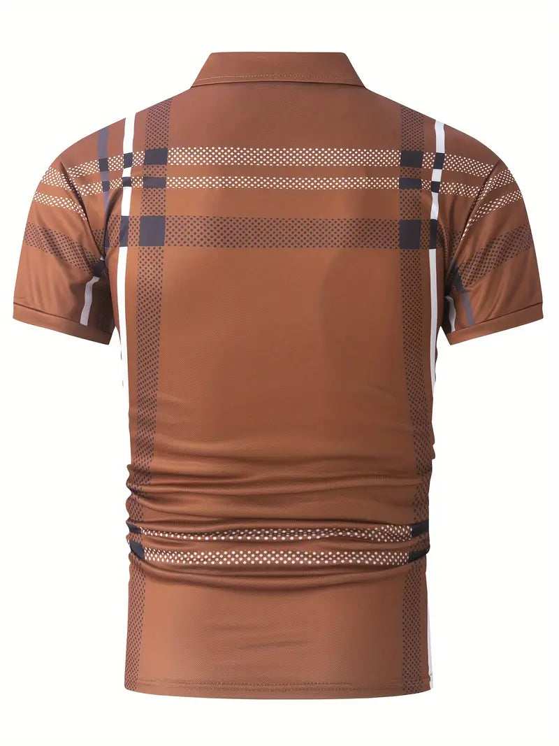 Camisa Polo para Hombre - Diseño de Cuadros - Ajuste Estrecho - Manga Corta Ropa Casual Clásica