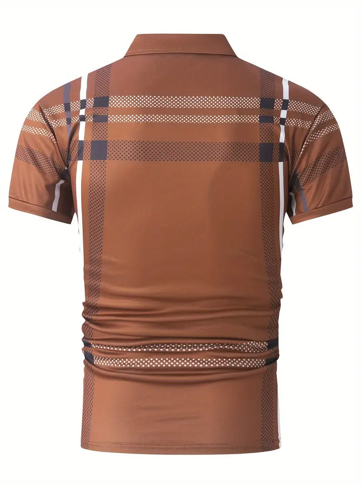 Camisa Polo para Hombre - Diseño de Cuadros - Ajuste Estrecho - Manga Corta Ropa Casual Clásica