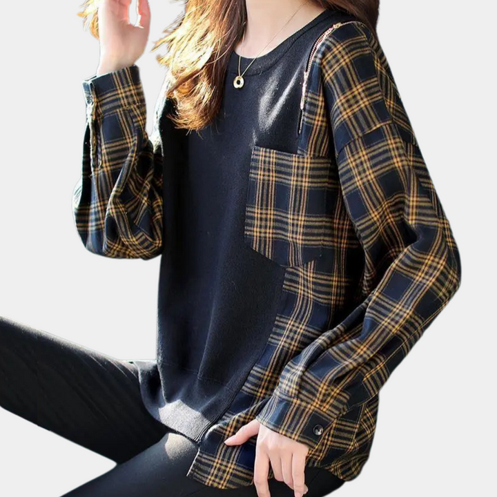 Damski sweter w elegancką kratę AMELY