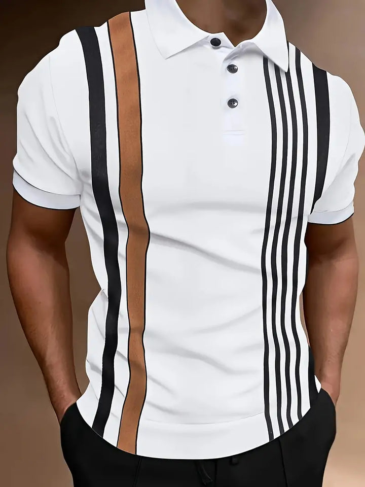 Koszulka polo dla mężczyzn - Slim Fit, Kurzarm, Vertikal gestreift, Klassischer Kragen
