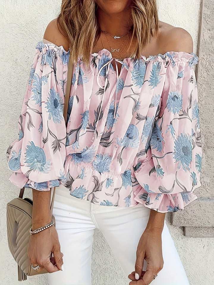 Blusa floral sin hombros para mujer - Elegancja i styl w jednej stylizacji
