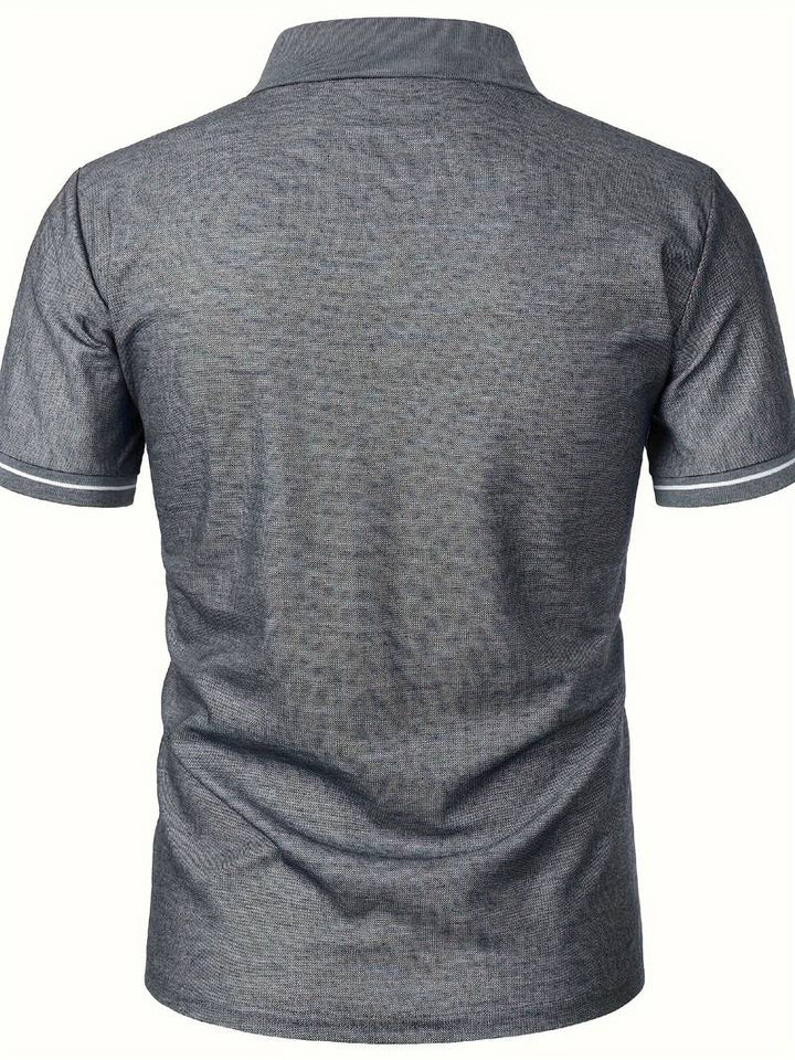 Polos para Hombre - Ajuste Delgado - Manga Corta - Cuarto de Cierre - Detalle de Contraste Elegante