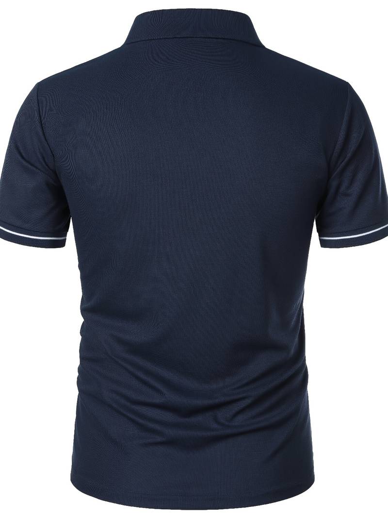 Polos para Hombre - Ajuste Delgado - Manga Corta - Cuarto de Cierre - Detalle de Contraste Elegante
