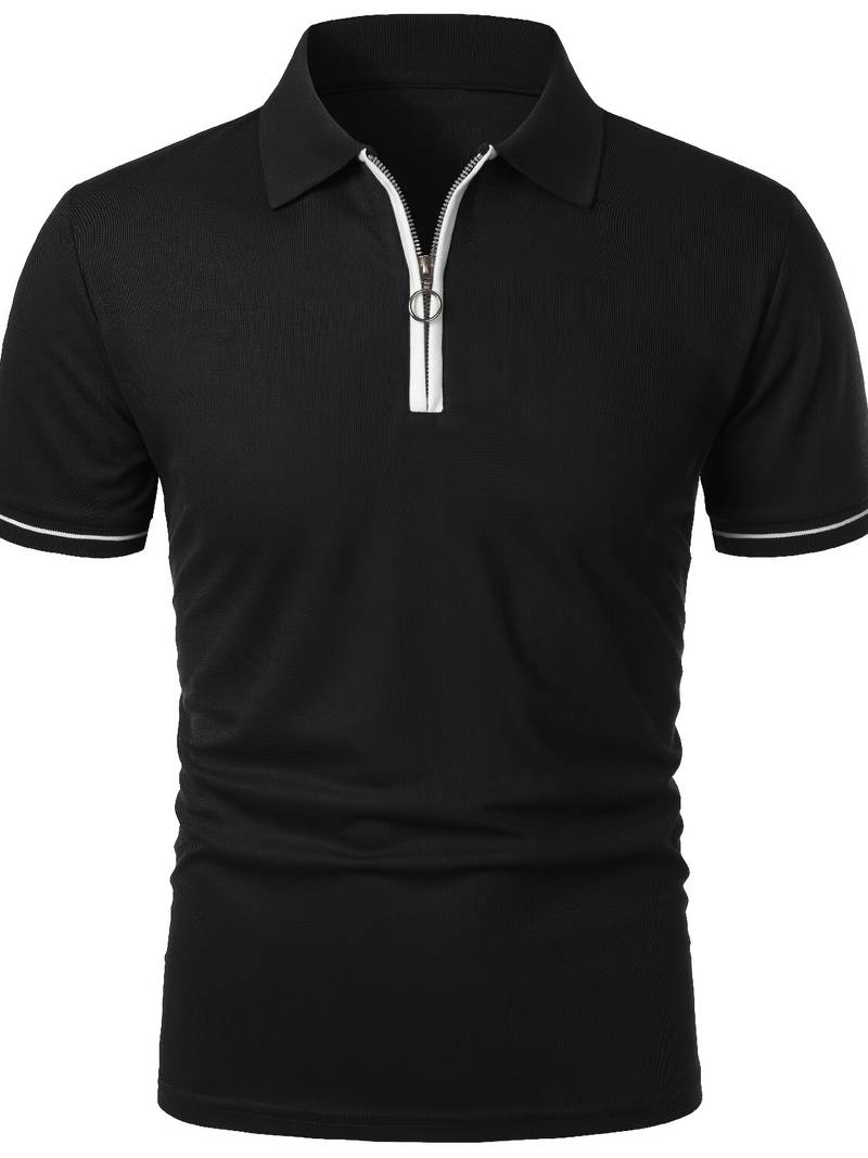 Polos para Hombre - Ajuste Delgado - Manga Corta - Cuarto de Cierre - Detalle de Contraste Elegante