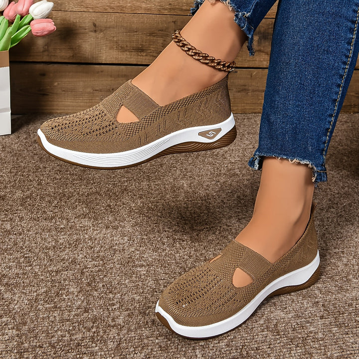 Zapatillas sin cordones para mujer - Tejido transpirable - Suela acolchada - Estilo casual de corte bajo