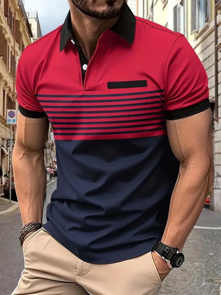 Koszulka polo dla mężczyzn - Slim Fit mit Streifenmuster - Kurzarm, casual i stilvoll