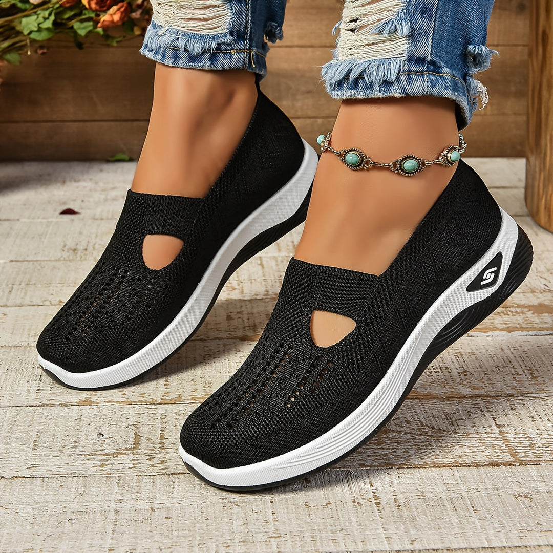 Zapatillas sin cordones para mujer - Tejido transpirable - Suela acolchada - Estilo casual de corte bajo