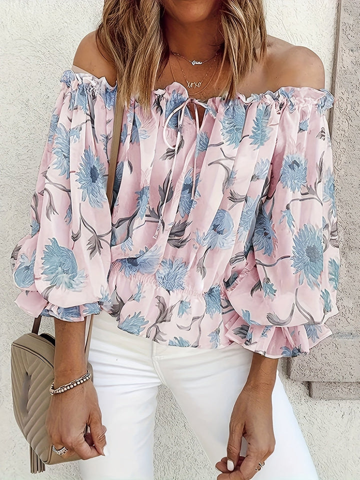 Blusa floral sin hombros para mujer - Elegancja i styl w jednej stylizacji
