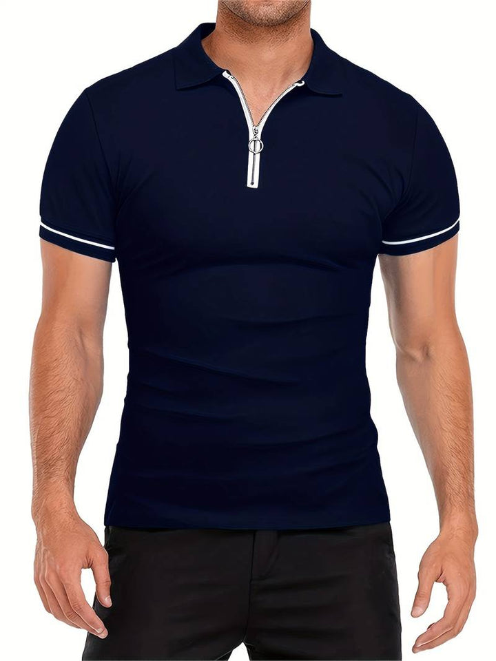 Polos para Hombre - Ajuste Delgado - Manga Corta - Cuarto de Cierre - Detalle de Contraste Elegante