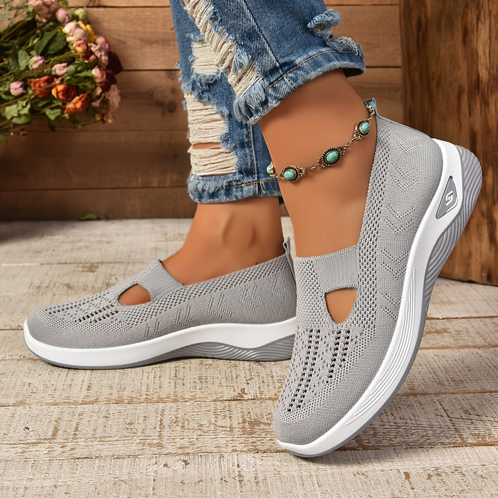 Zapatillas sin cordones para mujer - Tejido transpirable - Suela acolchada - Estilo casual de corte bajo
