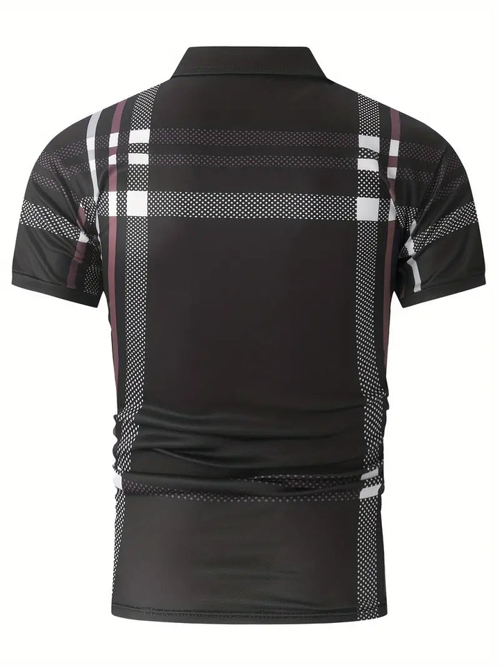Camisa Polo para Hombre - Diseño de Cuadros - Ajuste Estrecho - Manga Corta Ropa Casual Clásica