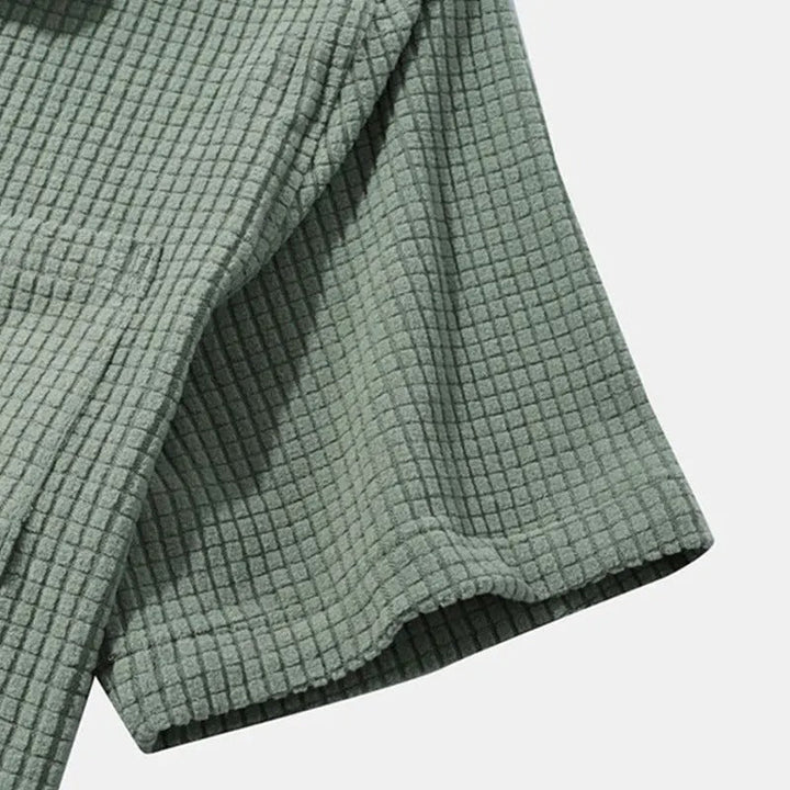 Komplet koszulka i szorty z weluru dla mężczyzn - Manches Courtes - Boutons - Taille Élastique - Vêtements Décontractés