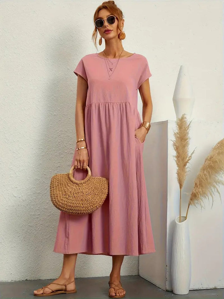 Elegant Summer Sleeveless Dress with Coordinated Handbag – Perfect for Women