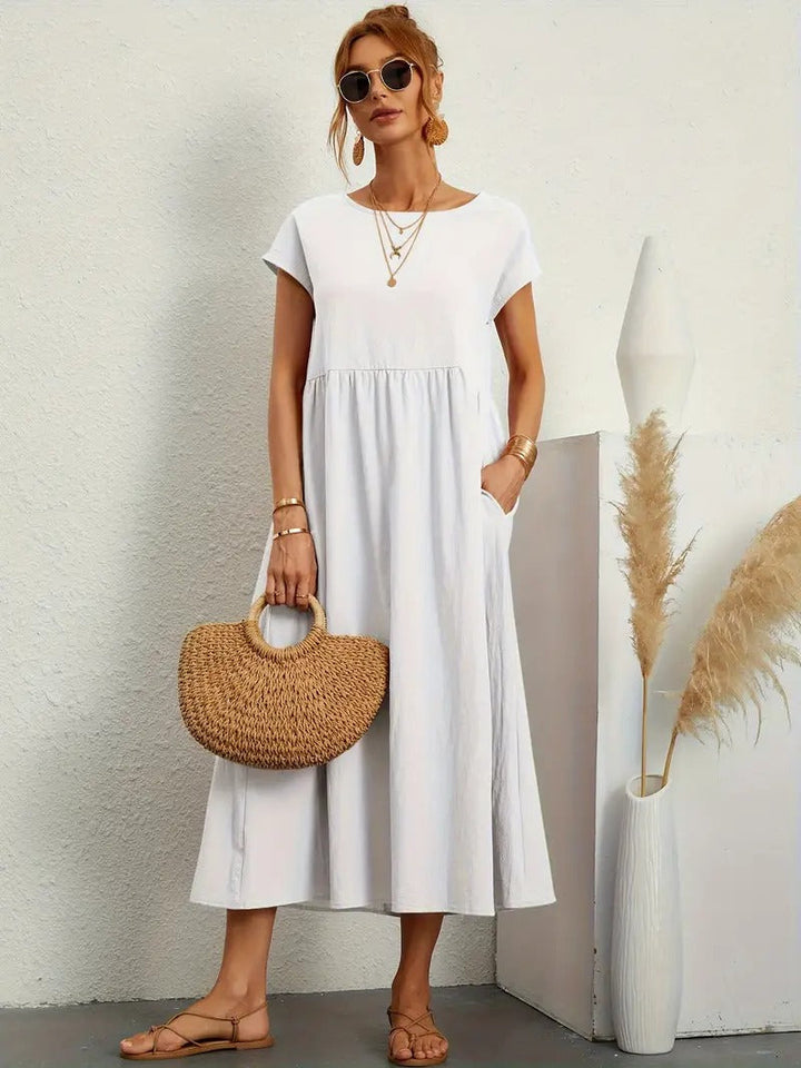 Elegant Summer Sleeveless Dress with Coordinated Handbag – Perfect for Women
