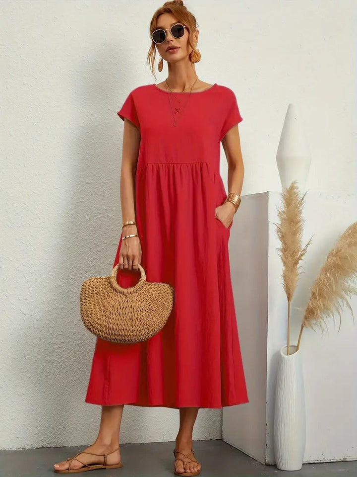 Elegant Summer Sleeveless Dress with Coordinated Handbag – Perfect for Women