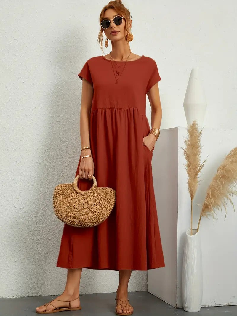 Elegant Summer Sleeveless Dress with Coordinated Handbag – Perfect for Women