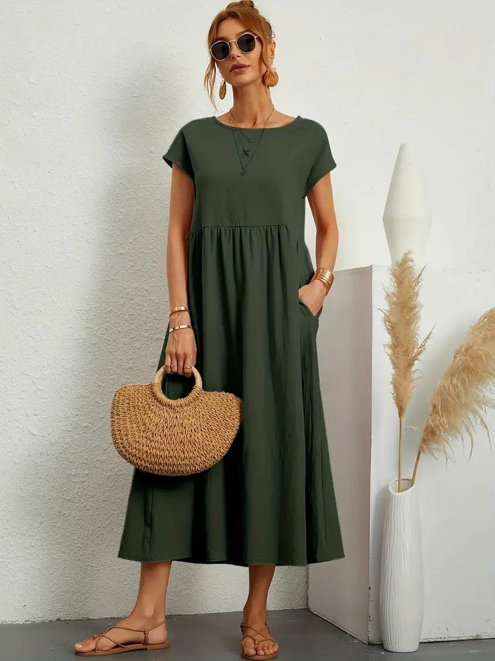 Elegant Summer Sleeveless Dress with Coordinated Handbag – Perfect for Women