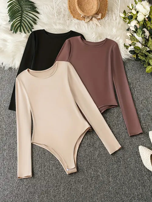 Norella - 3-pak eleganckich body damskich z długim rękawem dla szykownego i wygodnego wyglądu