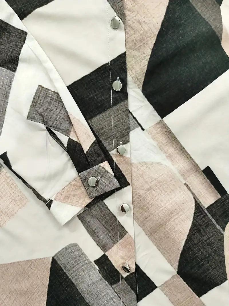 Camisa de mujer de cuadros con botones y estampado elegante