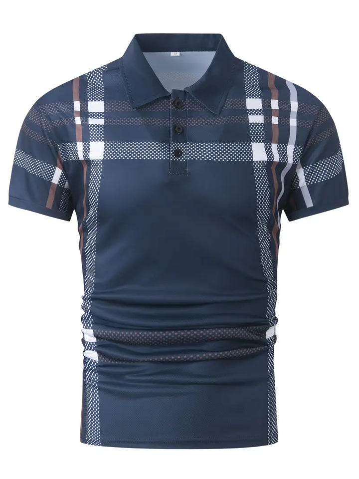 Camisa Polo para Hombre - Diseño de Cuadros - Ajuste Estrecho - Manga Corta Ropa Casual Clásica