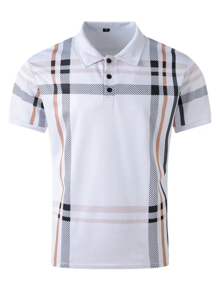 Camisa Polo para Hombre - Diseño de Cuadros - Ajuste Estrecho - Manga Corta Ropa Casual Clásica