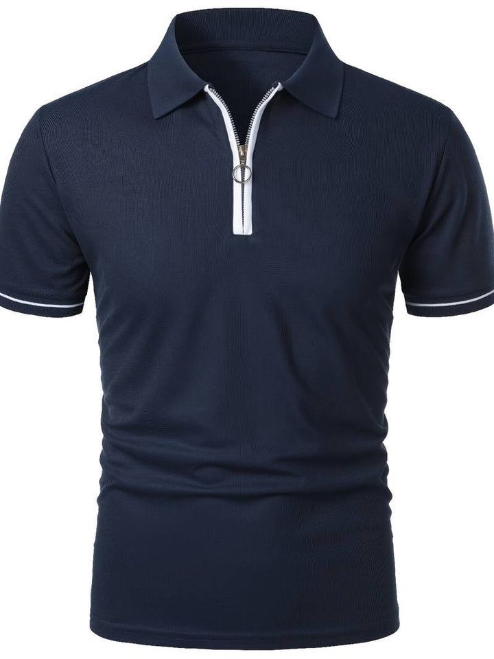 Polos para Hombre - Ajuste Delgado - Manga Corta - Cuarto de Cierre - Detalle de Contraste Elegante