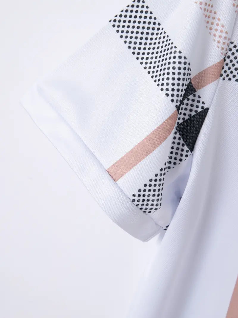 Camisa Polo para Hombre - Diseño de Cuadros - Ajuste Estrecho - Manga Corta Ropa Casual Clásica