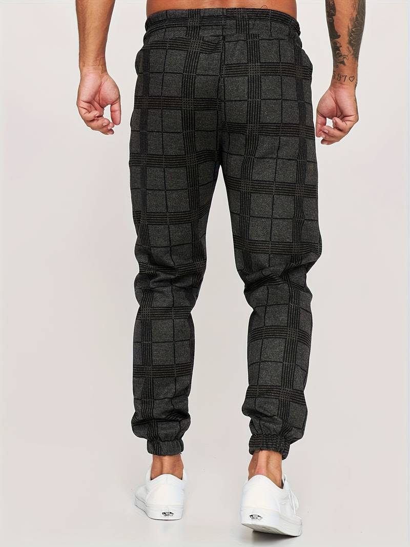 UrbanFit - Nowoczesne męskie joggery Slim Fit w kratkę zapewniające stylowy i wygodny wygląd