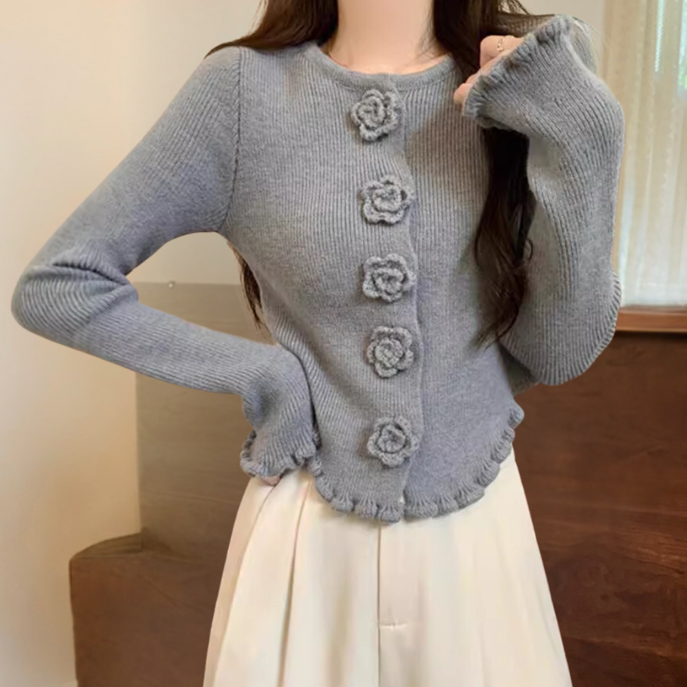 Elisara - Elegancki sweter damski z dzianiny z modnymi rozszerzanymi rękawami