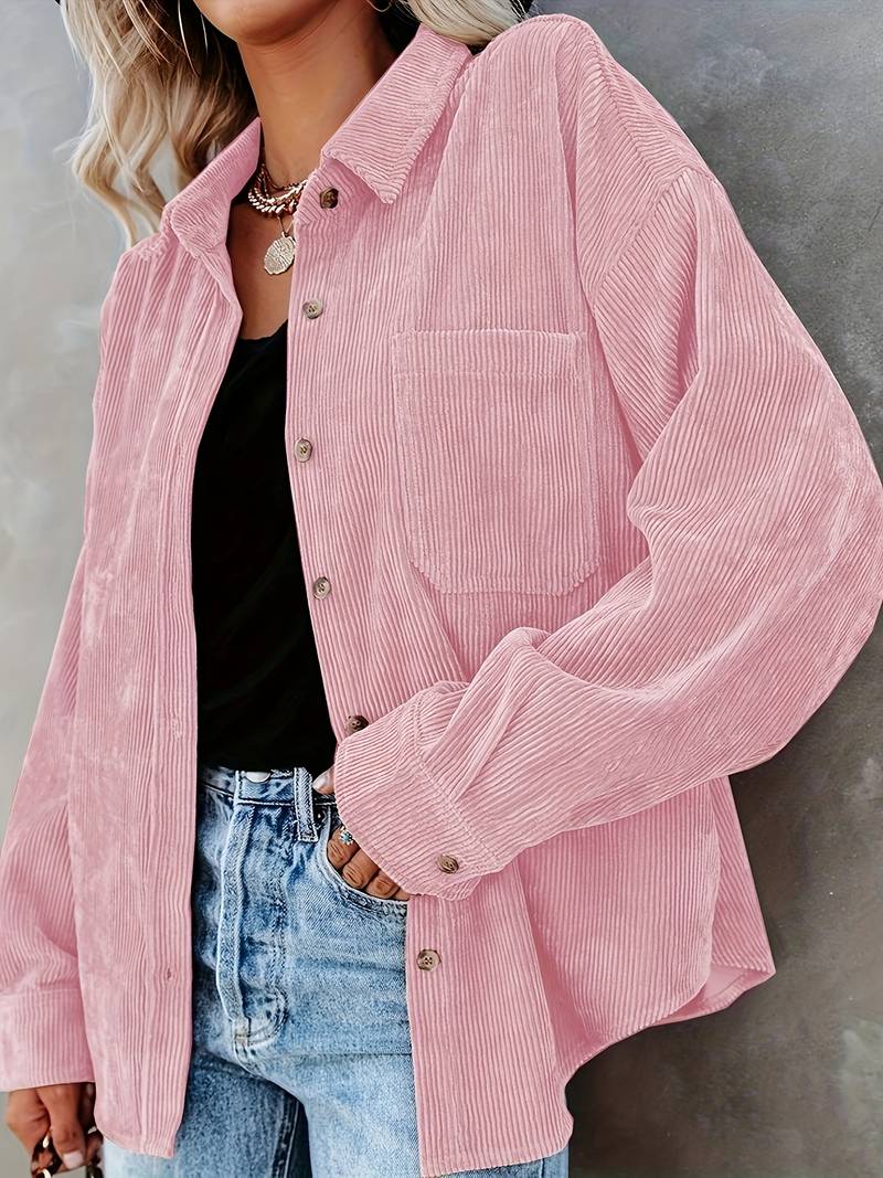 camisa de pana para mujer - corte holgado - manga larga - prenda casual de entretiempo para combinar