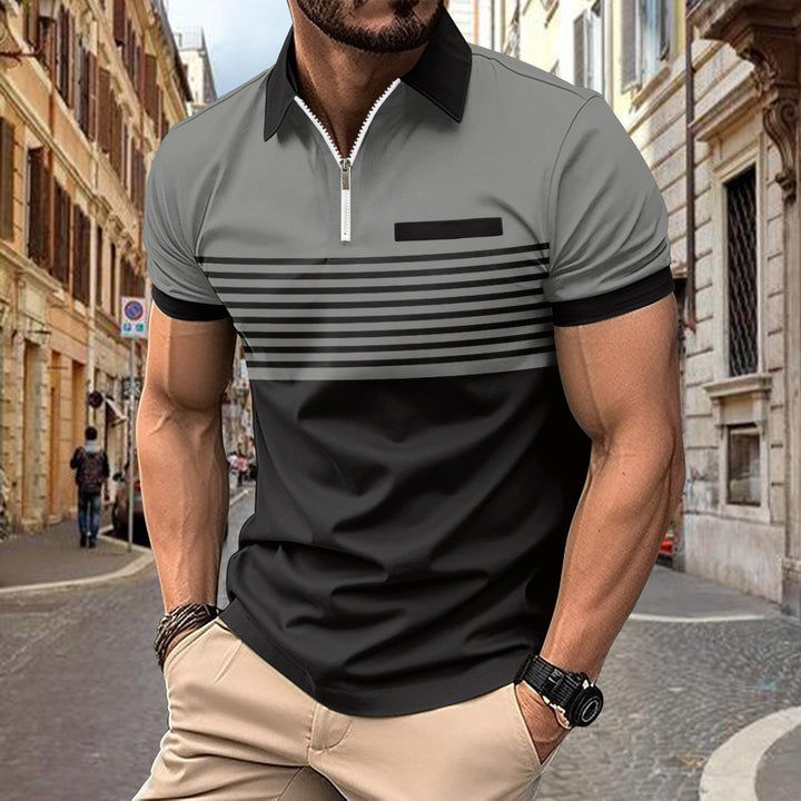 Męska stylowa koszulka polo w paski - Slim Fit i oddychający styl casualowy