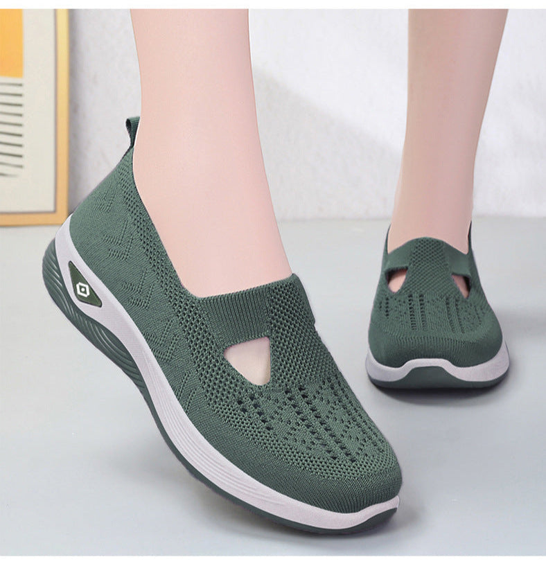 Zapatillas sin cordones para mujer - Tejido transpirable - Suela acolchada - Estilo casual de corte bajo