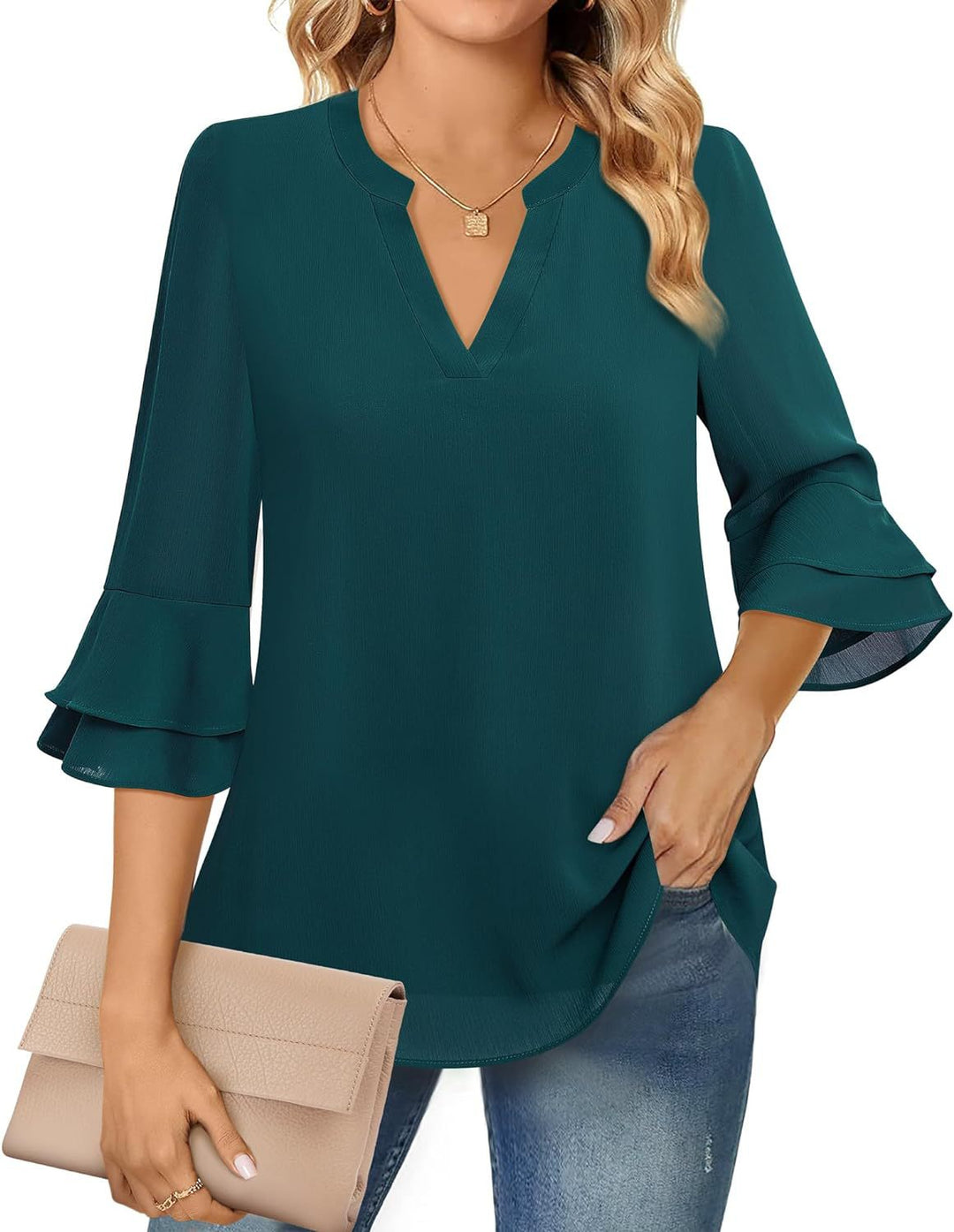 Bluza damska z mango i eskortą w kształcie litery V dla eleganckiego i modnego stylu