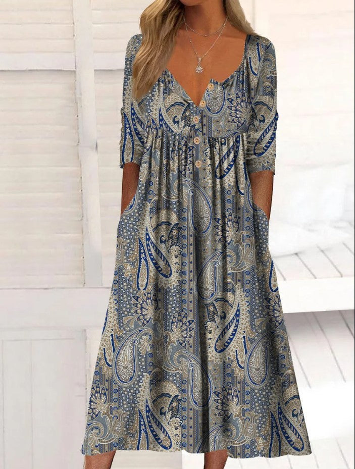 Vestido midi de botones para mujer - Casual y elegante