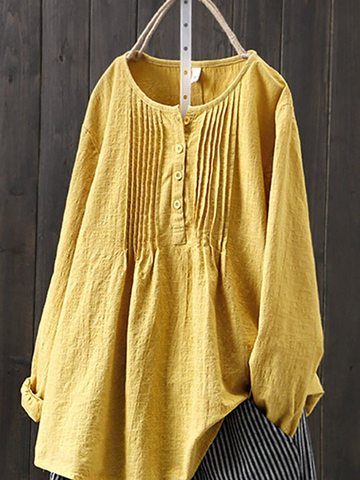 Camisa casual z lnu i algodonu w stylu retro dla kobiet