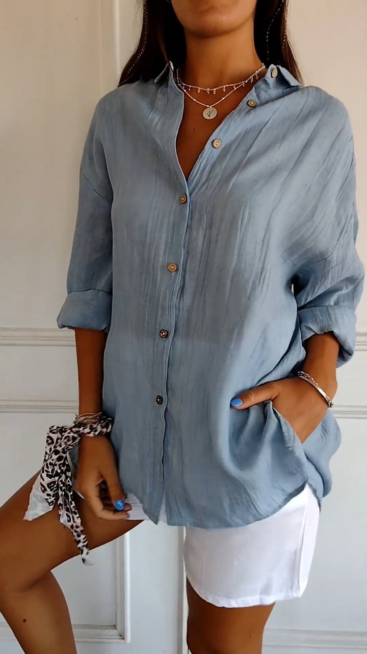 Koszula damska letnia button-down z guzikami – luźny krój